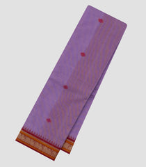 Lavender Handloom Kanchi Cotton Saree With Contrast Silk Border-KC1798