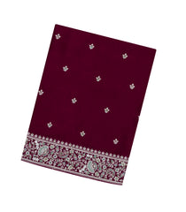 Maroon Woven Synthetic Blended Saree With Embroidered Motifs-EN1983