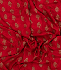 Red Woven Mysore Silk Saree With Floral Motifs and Contrast Border-MS3351