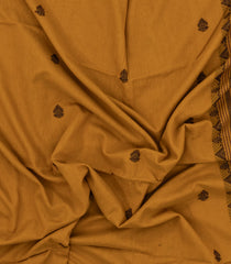 Oil Mustard Handloom Bengal Cotton Saree With Floral Buttas-BG1623