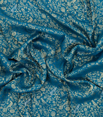 Cyan Woven Mysore Silk Saree With Peacock Vine Motifs-MS3303
