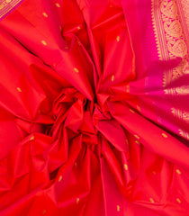 Red Handloom Kanchipuram Silk Saree With Buttas & Contrast Border-KA13046