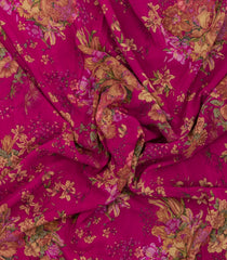 Pink Printed Crepe Silk Saree With Floral Motifs-PS0892