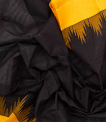 Black Handloom Rasipuram Cotton Saree With Contrast Silk Border-RA2439