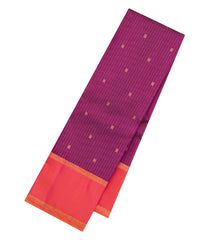Purple Handloom Kanchipuram Silk Saree With Zari Checks-KA15222