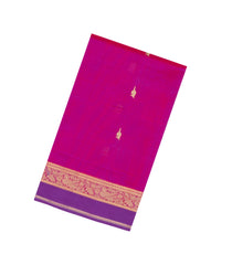 Hot Pink Handloom Silk Cotton Saree With Zari Buttas & Contrast Border-SC4804