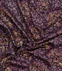 Dark Purple Printed Chanderi Cotton Saree With Zari Border-CC1631