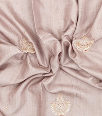 Taupe Woven Art Dupion Silk Saree With Embroidered Motifs-BL6112