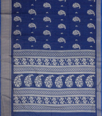 Dark Blue Printed Synthetic Dola Silk Saree With Motifs & Zari Stripes-SY0430