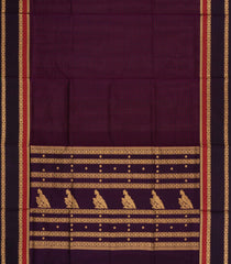 Burgundy Handloom Silk Cotton Saree With Checks-SC4283