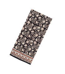Black Printed Jaipur Cotton Saree With Floral Motifs-JC1670