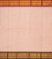 Light Peach Woven Chettinad Cotton Saree With Coin Buttas