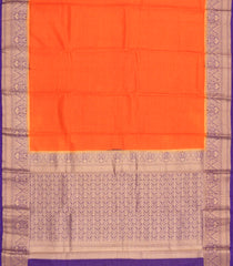 Orange Woven Blended Viscose Saree With Zari Checks-BL6083
