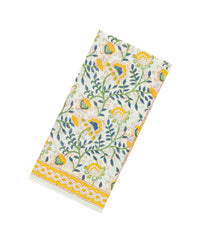 Yellow Printed Jaipur Cotton Saree With Printed Floral Vine Motifs-JC1937