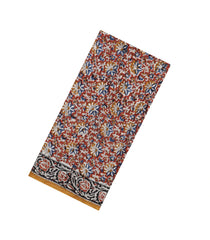 Brown Printed Jaipur Cotton Saree With Floral Motifs-JC1460