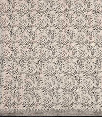 Taupe Printed Jaipur Cotton Saree With Floral Motifs-JC1872