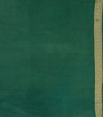 Dark Green Woven Blended Viscose Saree With Stripes & Elephant Buttas-BL4996
