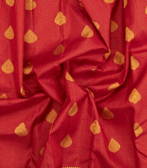 Red Handloom Kanchipuram Silk Saree With Checks & Buttas-KA15208