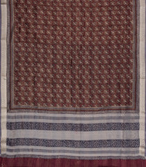 Maroon Printed Chanderi Cotton Saree With Bird Motifs-CC1603