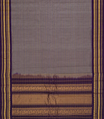 Grey Handloom Gadwal Silk Cotton Saree With Stripes-GA0422