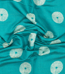 Turquoise Printed Synthetic Dola Silk Saree With Zari Stripes & Border-SY0407