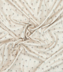 Off White Printed Synthetic Dupion Saree With Zari Border-SY0019