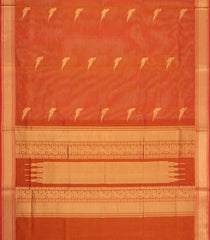 Orange Handloom Silk Cotton Saree With Buttas & Zari Border-SC4812