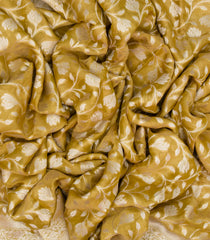 Beige Handloom Banarasi Tissue Saree With Floral Motifs-BE1706