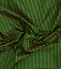 Green Handloom Silk Cotton Saree With Checks-SC4291