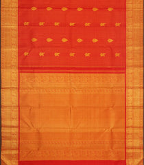 Red Handloom Kanchipuram Silk Saree With Zari Checks & Buttas-KA16365
