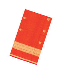 Red Handloom Silk Cotton Saree With Zari Buttas-SC4828