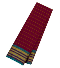 Crimson Handloom Gadwal Silk Cotton Saree With Stripes -GA0268