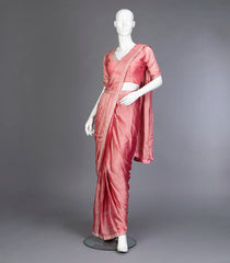 Peach Ready to Wear Chiffon Saree With Embroidery