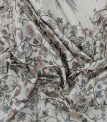 Off White Printed Art Dupion Saree With Printed Temple Border-BL5076