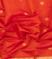 Red Handloom Silk Cotton Saree With Zari Buttas-SC4828