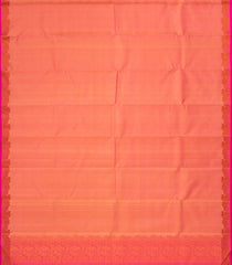 Peach Handloom Kanchipuram Silk Saree With Chevron Motifs-KA13327