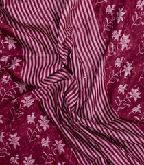 Maroon Printed Chanderi Cotton Saree With Zari Border-CC1571