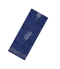 Indigo Printed Jaipur Cotton Saree With Floral Motifs-JC1519