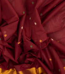 Maroon Handloom Venkatagiri Cotton Saree With Diamond Buttas