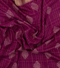 Burgundy Woven Synthetic Moss Chiffon Saree With Checks-BL4711