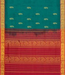 Sea Green Handloom Silk Cotton Saree With Zari Buttas & Contrast Border-SC4666