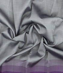 Grey Handloom Korvai Kanchipuram Silk Saree With Combtooth Border-KA16731