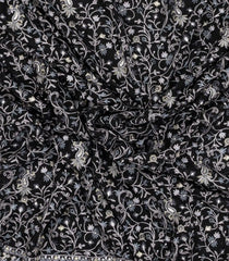 Black Woven Blended Georgette Saree With Embroidered Floral Motifs-EN1901