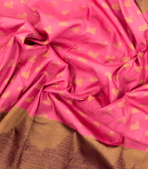 Peach Handloom Kanchipuram Silk Saree With Nandhi Buttas-KA14816