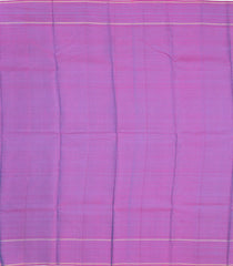 Blue Handloom Kanchipuram Silk Saree With Floral Motifs & Purple Border