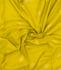 Lime Green Woven Blended Viscose Saree With Zari Buttas-BL6094