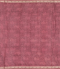 Steel Blue Printed Chanderi Cotton Saree With Contrast Zari Border-CC1685