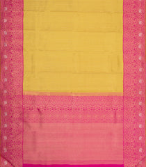 Mustard Handloom Korvai Kanchipuram Silk Saree With Zari Stripes-KA16135