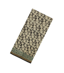 Black Woven Chanderi Cotton Saree With Printed Motifs & Zari Border-CC1351