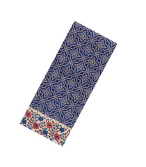 Blue Printed Jaipur Cotton Saree With Floral Motifs-JC1743